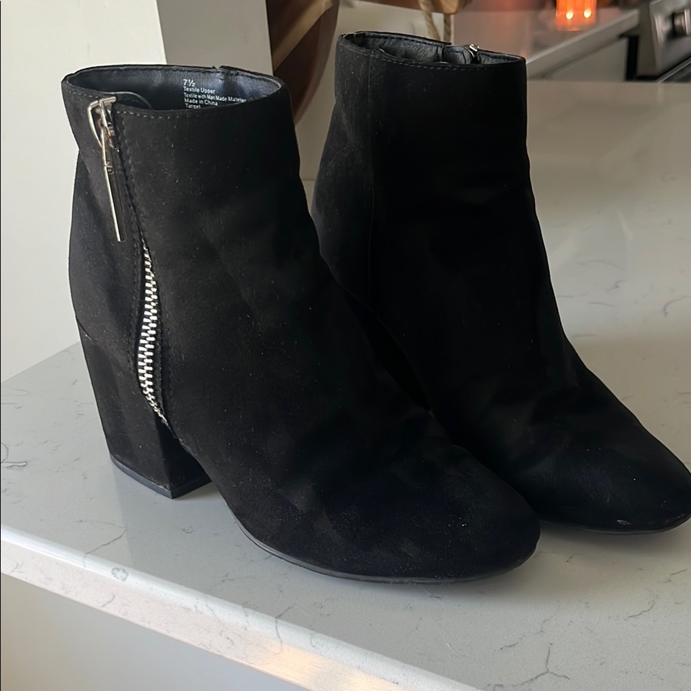 Black suede booties boots